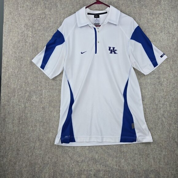 Nike Dri-Fit Kentucky Wildcats Polo Shirt White/Blue L Recycled Polyester - Picture 1 of 8